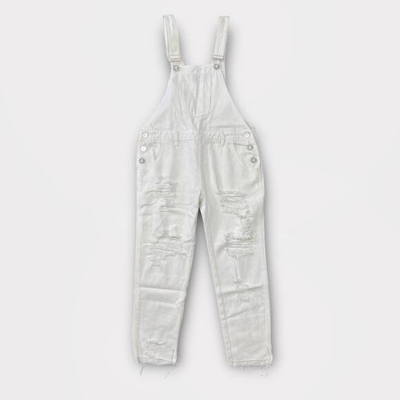 ONE by One Teaspoon Distressed White Denim Overalls - Picture 1 of 9